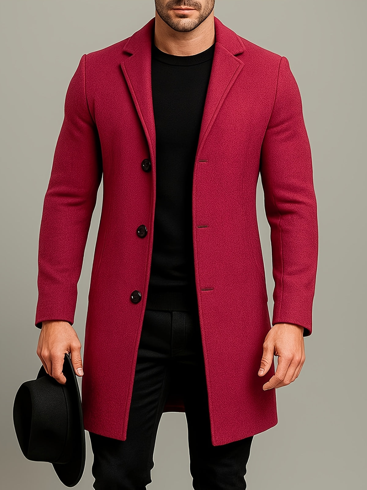 CLASSIC BUTTON-FRONT TRENCH COAT FOR MEN