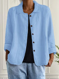 BUTTON-FRONT SHIRT CARDIGAN FOR WOMEN