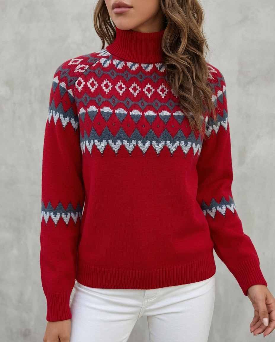 FAIR ISLE TURTLENECK CHRISTMAS SWEATER FOR WOMEN