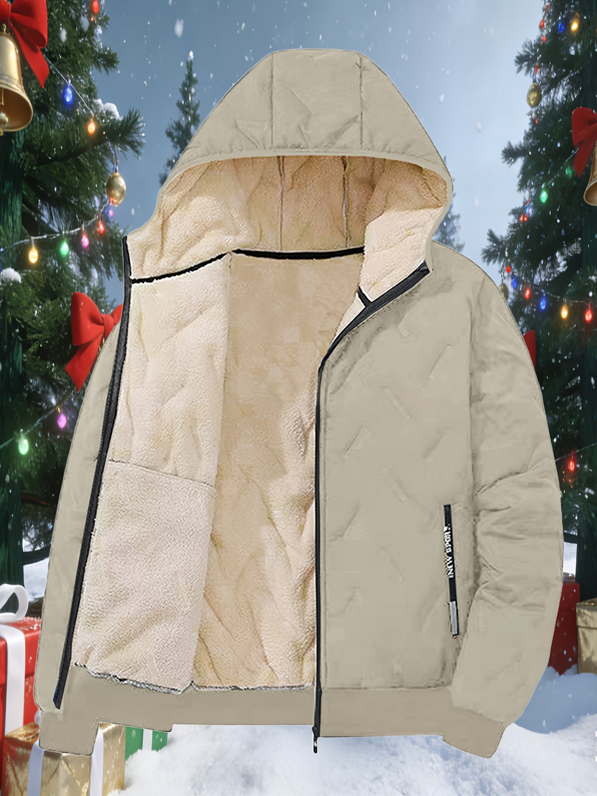 SHERPA LINED HOODED PUFFER JACKET FOR MEN