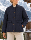 QUILTED MANDARIN COLLAR JACKET FOR WOMEN