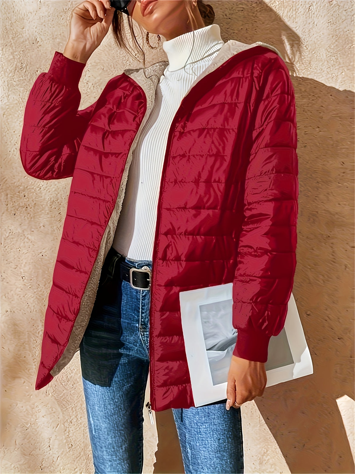 HOODED ZIP PUFFER JACKET FOR WOMEN