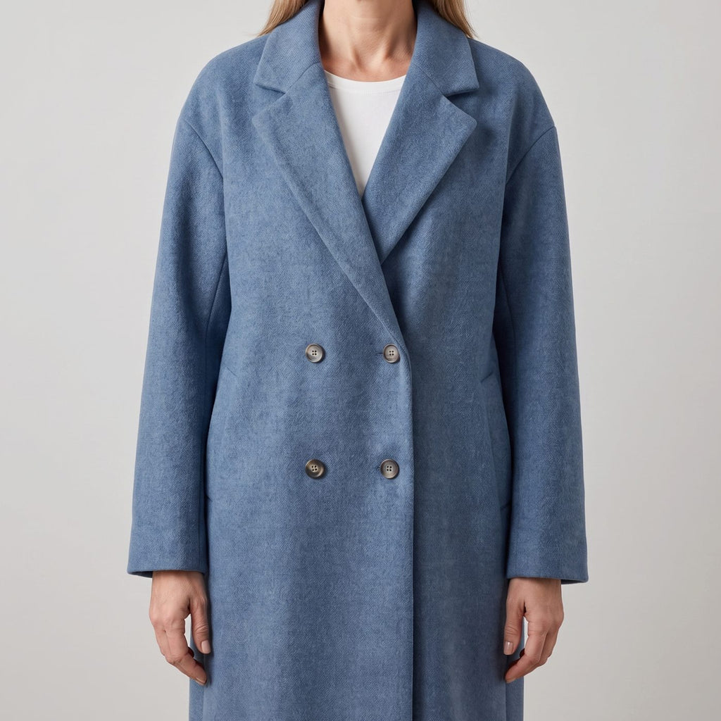 DOUBLE BUTTON-FRONT LAPEL TRENCH COAT FOR WOMEN