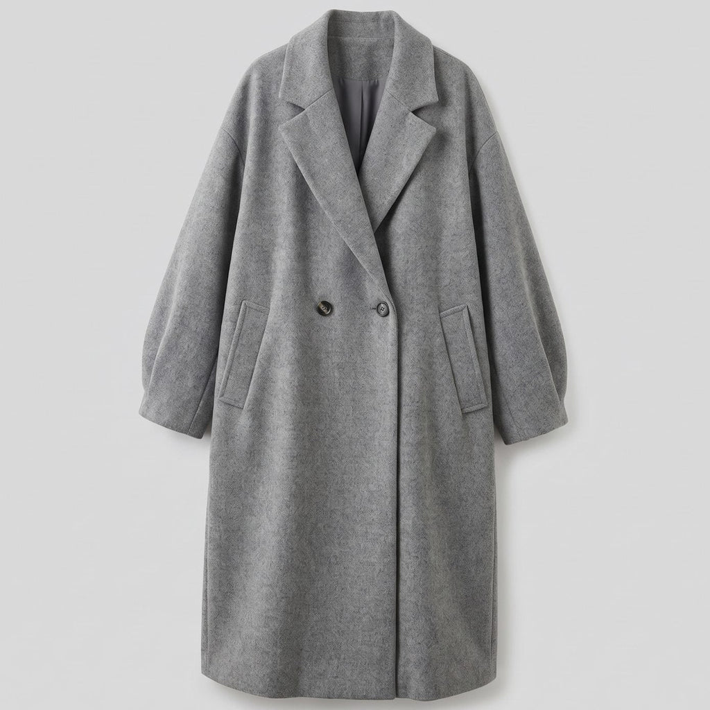 DOUBLE BUTTON-FRONT LAPEL TRENCH COAT FOR WOMEN