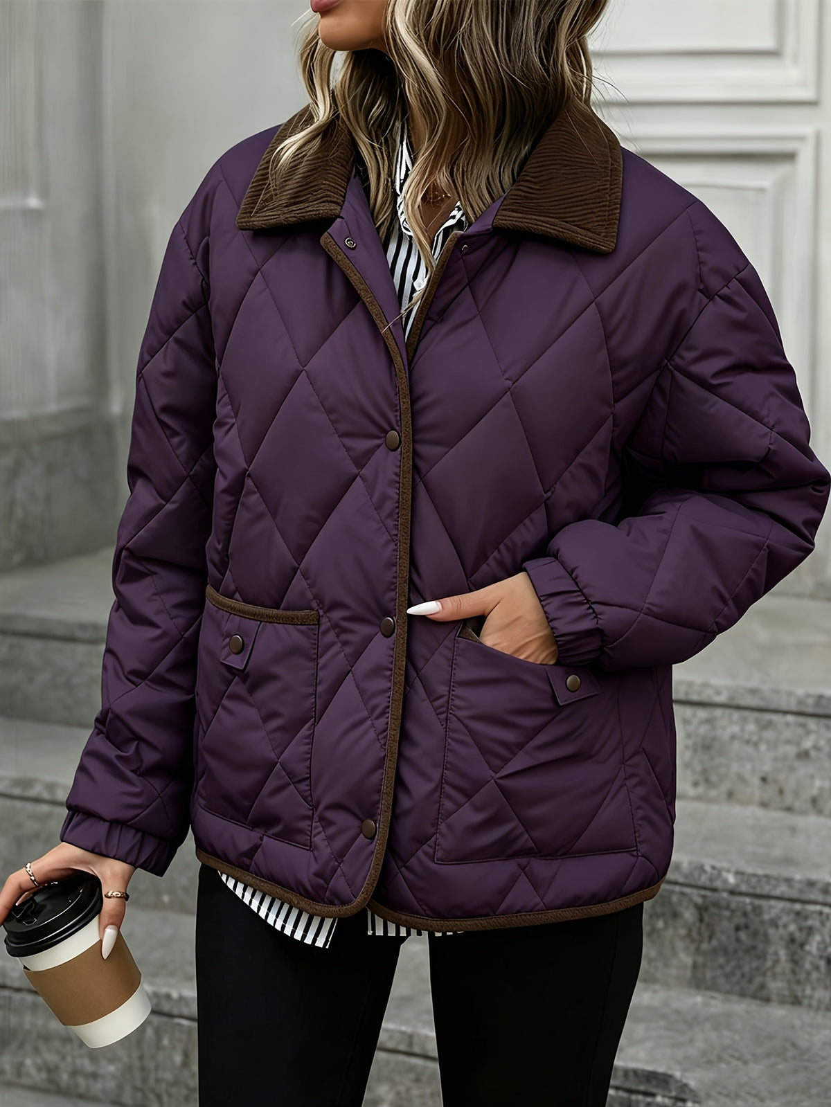DIAMOND QUILTED PUFFER JACKET FOR WOMEN