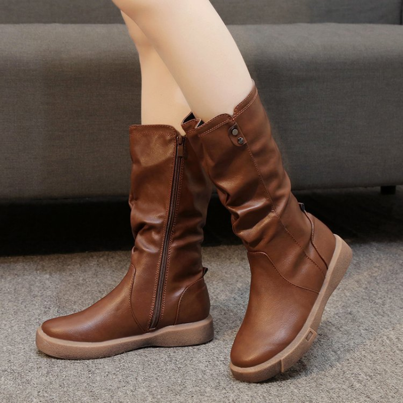SLOUCHY STACKED HEEL WATERPROOF BOOT FOR WOMEN