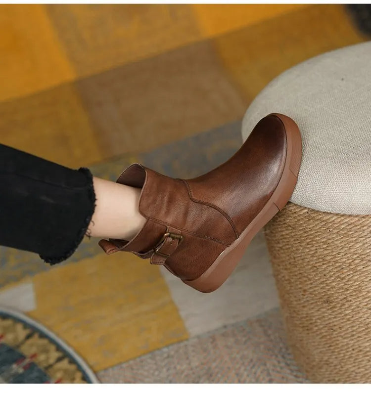 BUCKLE ANKLE BOOTS FOR WOMEN
