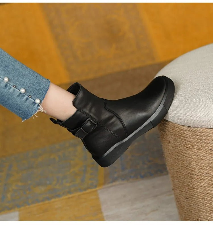 BUCKLE ANKLE BOOTS FOR WOMEN