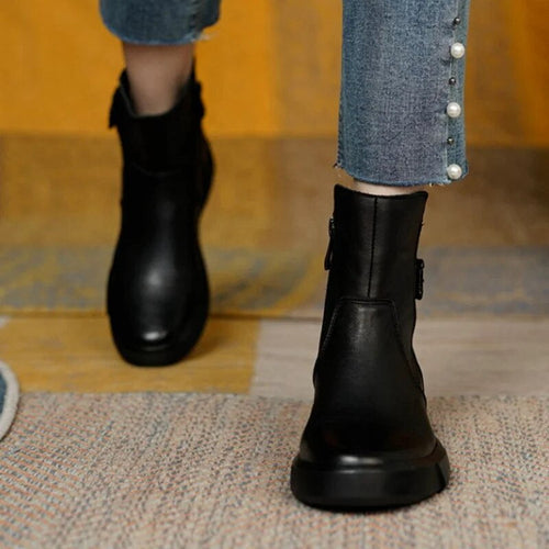 BUCKLE ANKLE BOOTS FOR WOMEN