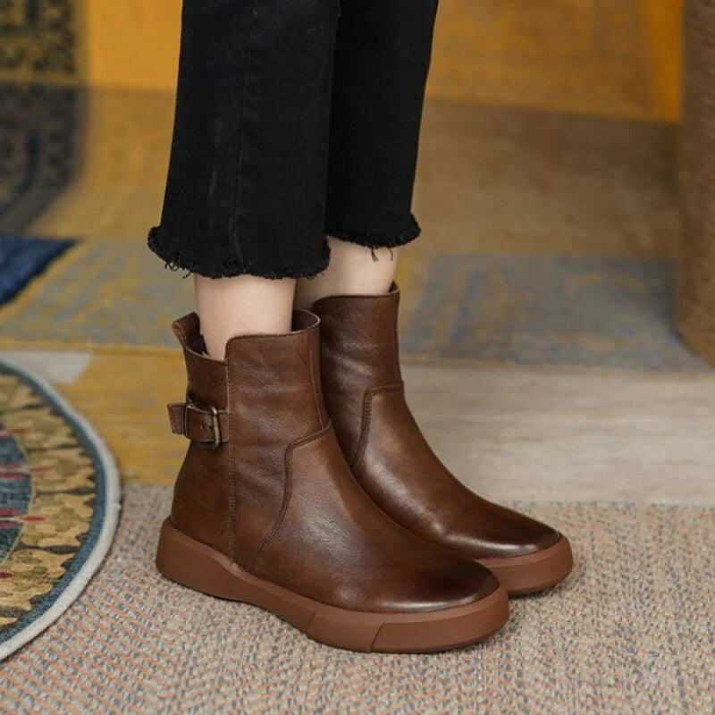 BUCKLE ANKLE BOOTS FOR WOMEN