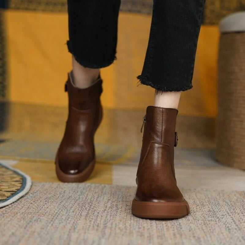 BUCKLE ANKLE BOOTS FOR WOMEN