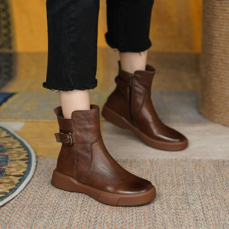 BUCKLE ANKLE BOOTS FOR WOMEN