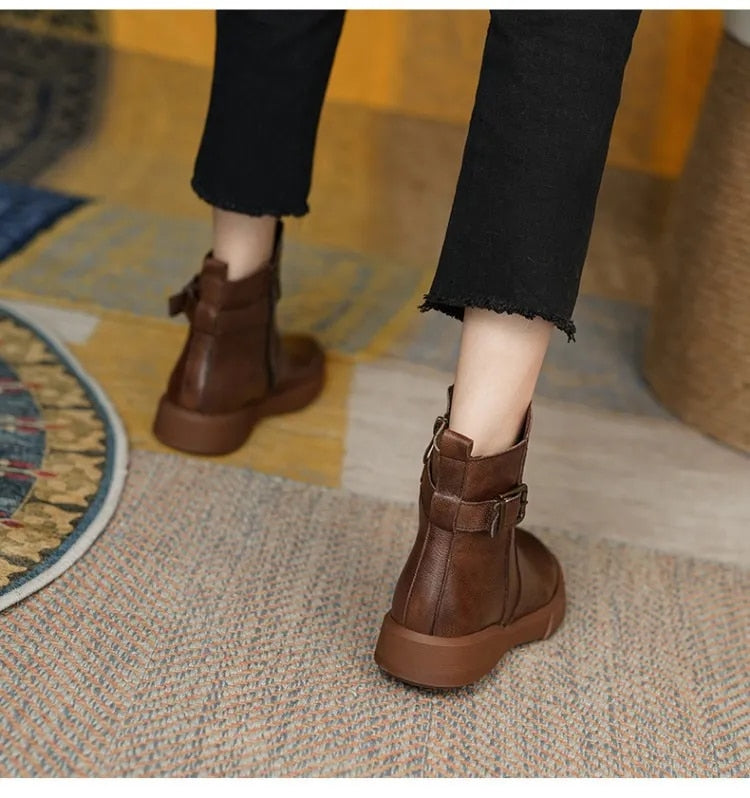 BUCKLE ANKLE BOOTS FOR WOMEN