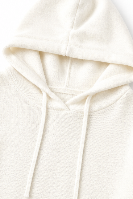 HOODED DRAWSTRING KNIT SWEATER FOR WOMEN