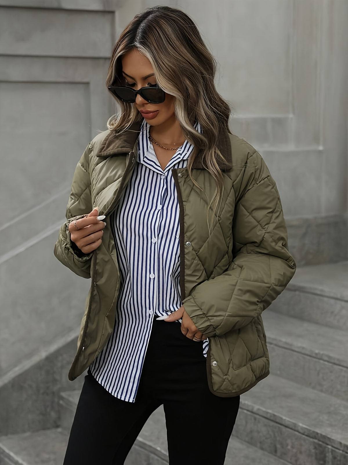 DIAMOND QUILTED PUFFER JACKET FOR WOMEN