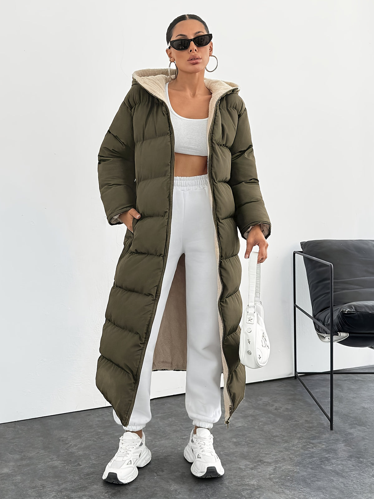 HOODED LONG PUFFER JACKET FOR WOMEN