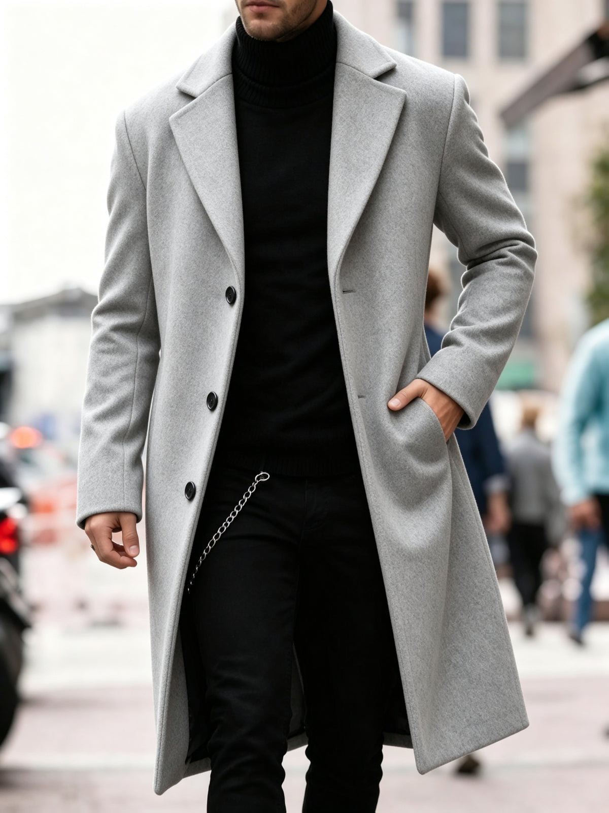 LONGLINE TRENCH COAT FOR MEN