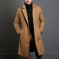 NOTCHED LAPEL LONG OVERCOAT FOR MEN