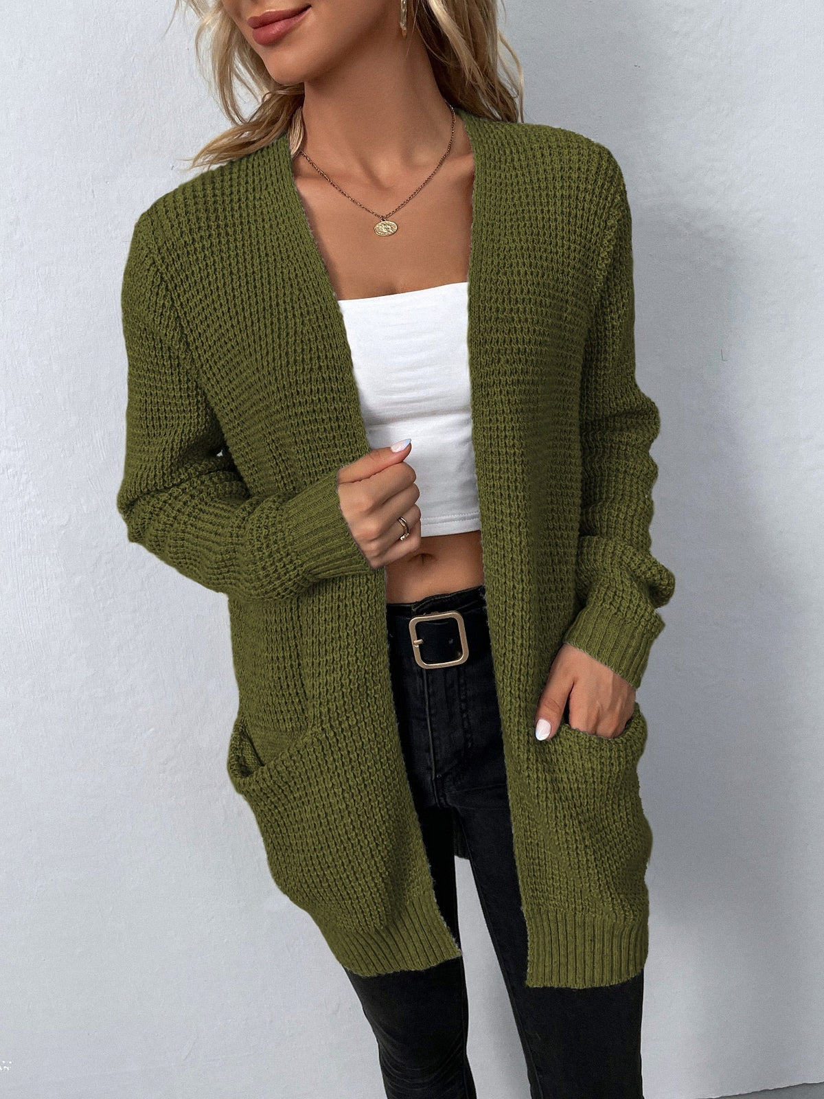 LONGLINE V-NECK CARDIGAN FOR WOMEN