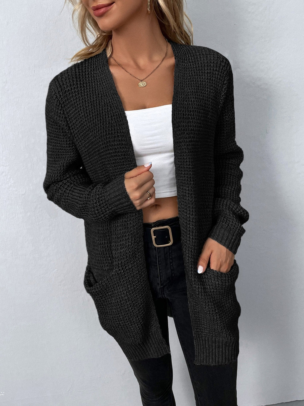LONGLINE V-NECK CARDIGAN FOR WOMEN