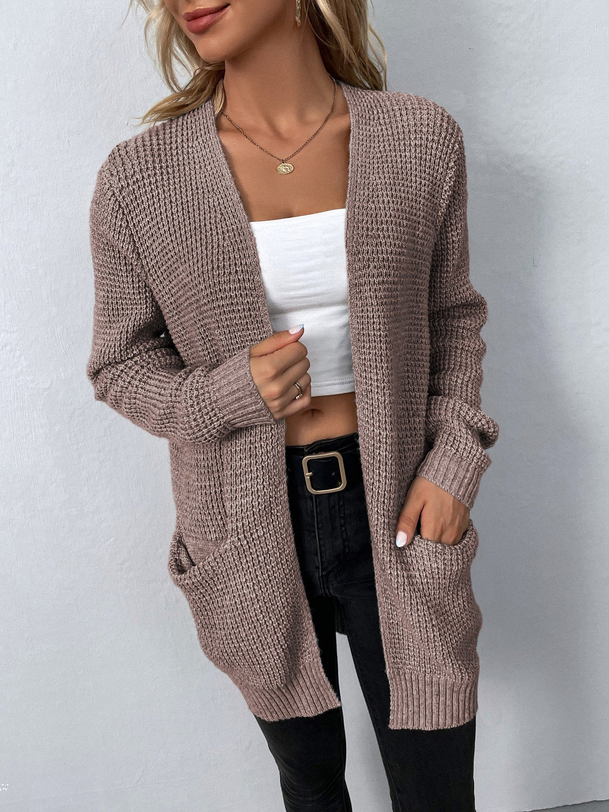 LONGLINE V-NECK CARDIGAN FOR WOMEN
