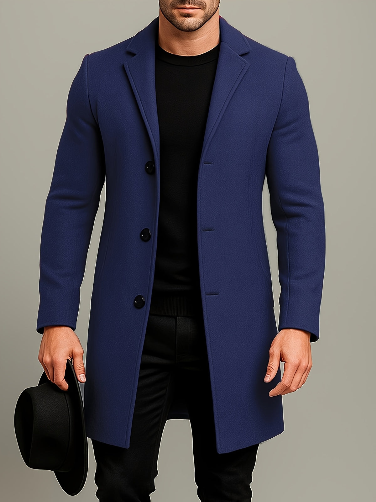 CLASSIC BUTTON-FRONT TRENCH COAT FOR MEN