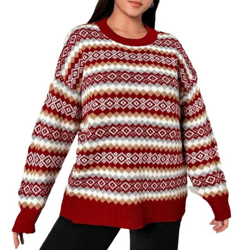 FAIR ISLE KNIT SWEATER FOR WOMEN