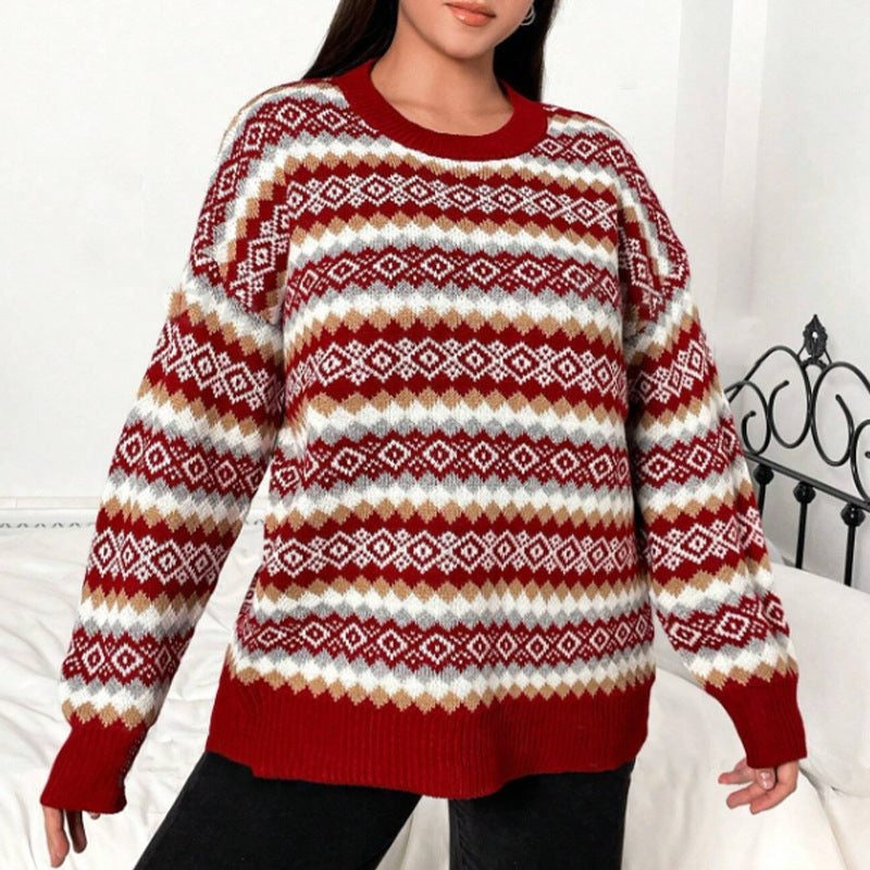 FAIR ISLE KNIT SWEATER FOR WOMEN