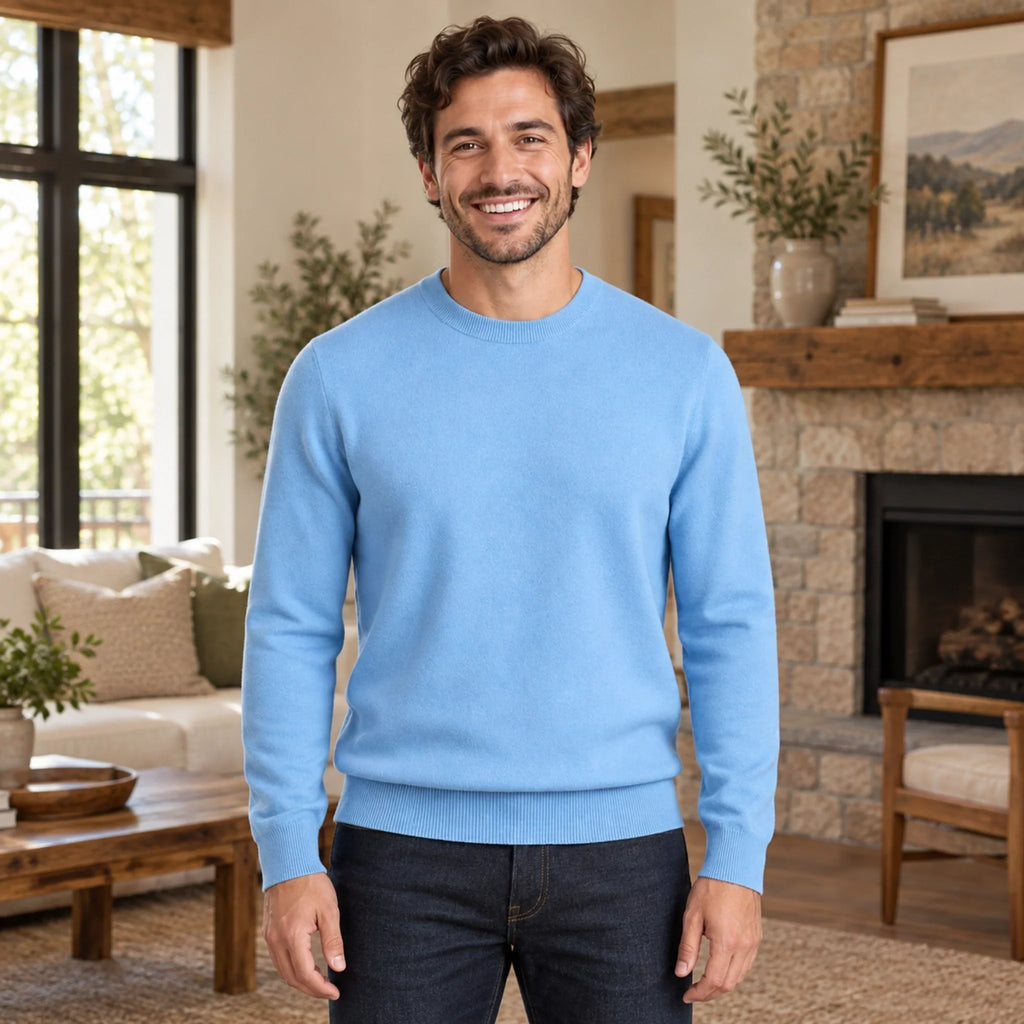 RIBBED CREWNECK KNIT SWEATER FOR MEN