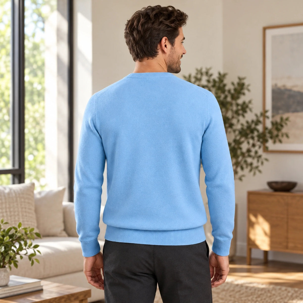 RIBBED CREWNECK KNIT SWEATER FOR MEN