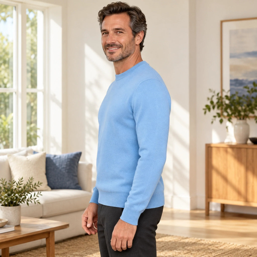 RIBBED CREWNECK KNIT SWEATER FOR MEN