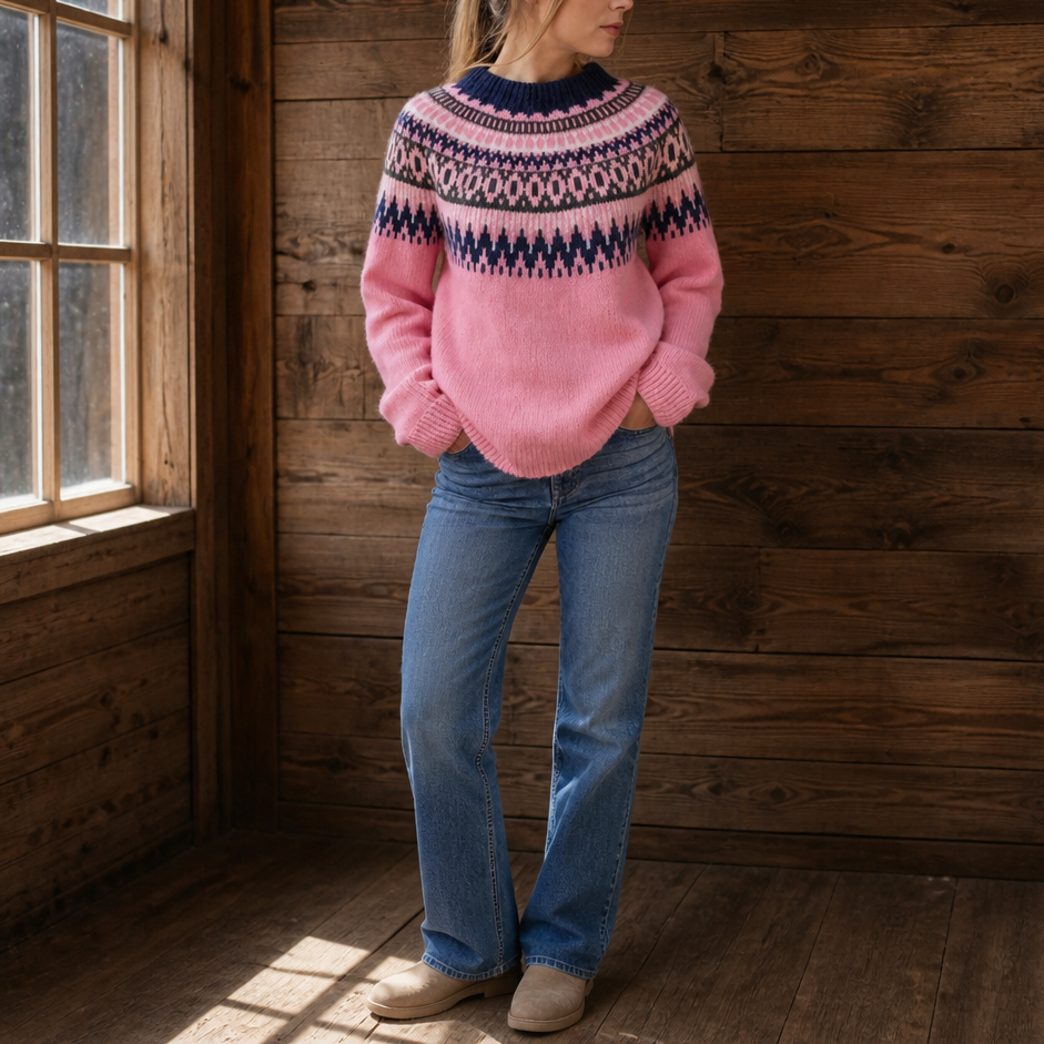 COLORBLOCK DROP-SHOULDER KNIT SWEATER FOR WOMEN