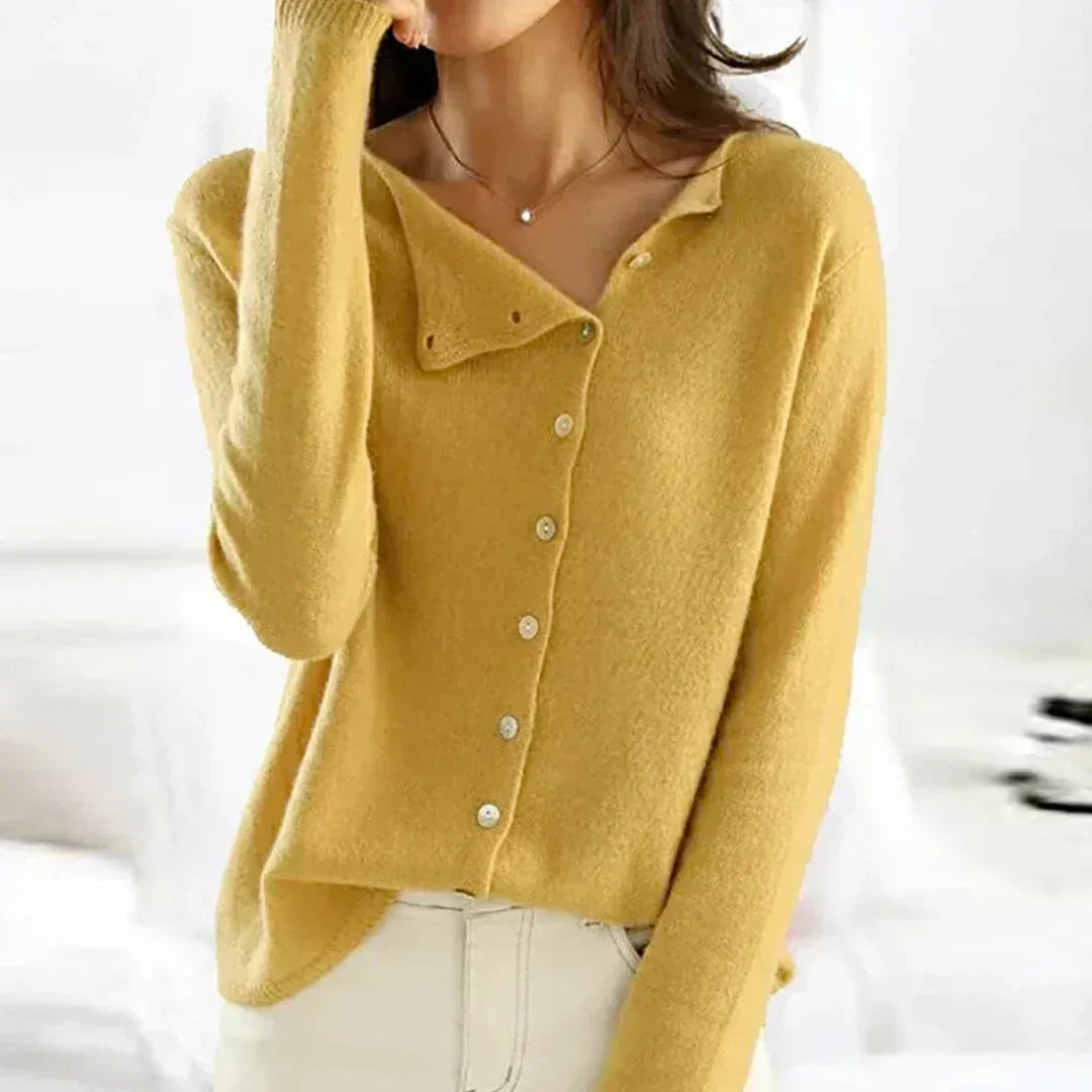BUTTON-FRONT KNIT CARDIGAN FOR WOMEN