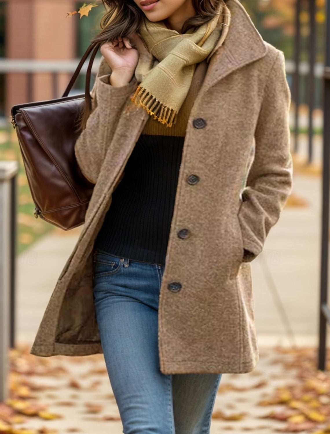 NOTCH LAPEL LONGLINE COAT FOR WOMEN