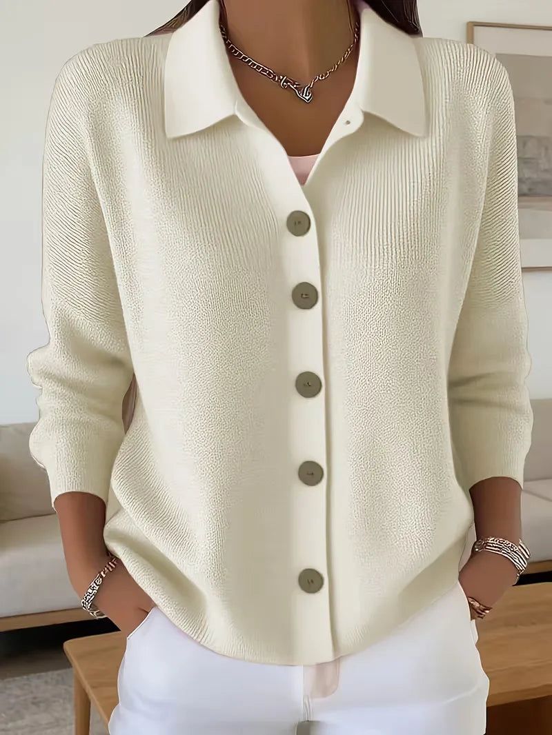 BUTTON-FRONT V-NECK CARDIGAN FOR WOMEN