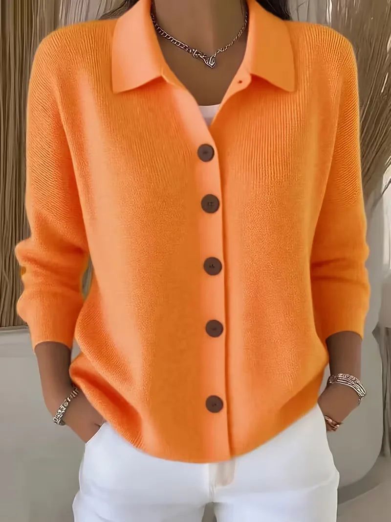 BUTTON-FRONT V-NECK CARDIGAN FOR WOMEN