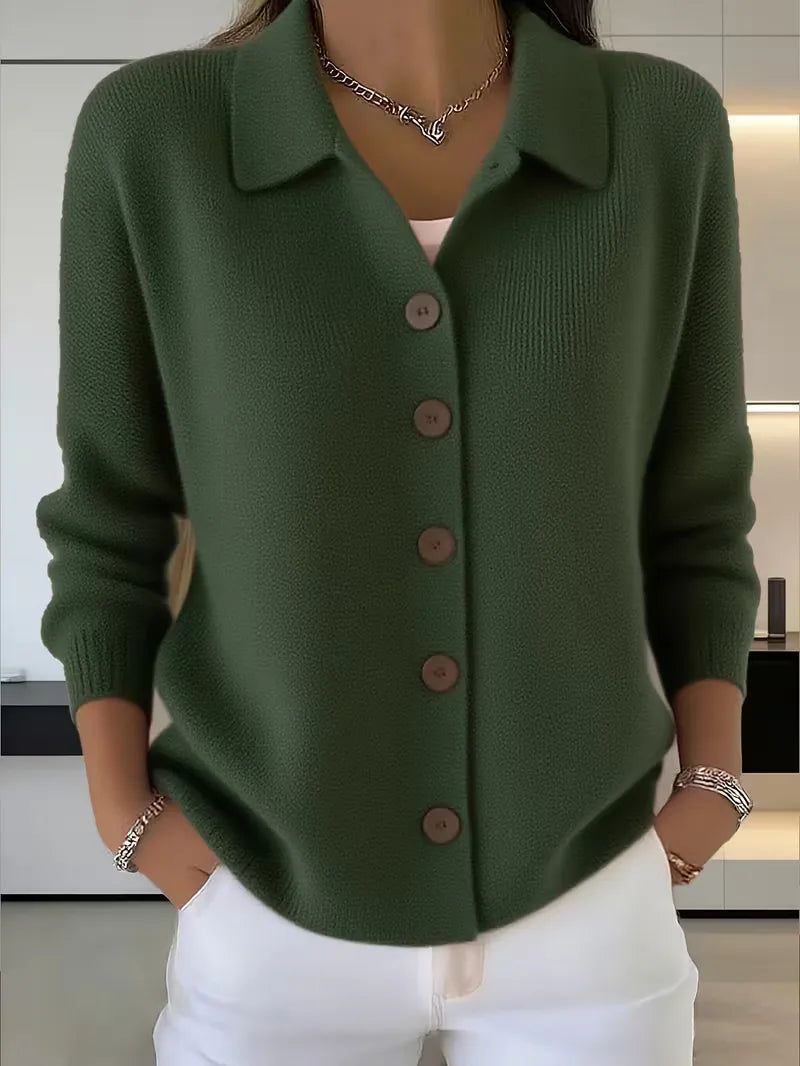 BUTTON-FRONT V-NECK CARDIGAN FOR WOMEN