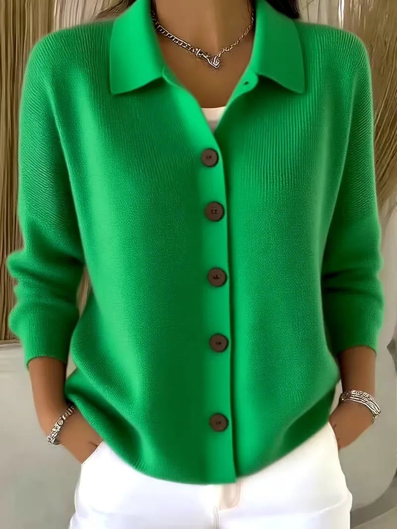 BUTTON-FRONT V-NECK CARDIGAN FOR WOMEN