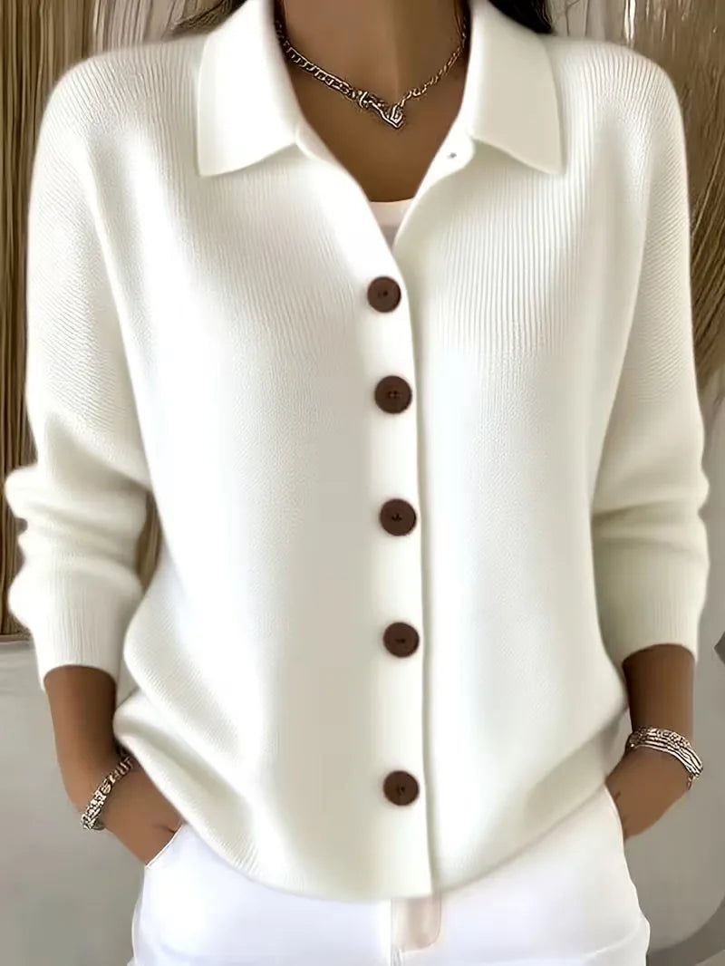 BUTTON-FRONT V-NECK CARDIGAN FOR WOMEN