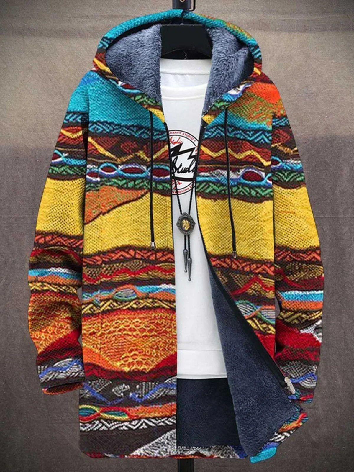 PRINTED ZIP-FRONT CARDIGAN FOR WOMEN