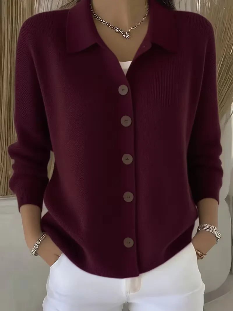 BUTTON-FRONT V-NECK CARDIGAN FOR WOMEN