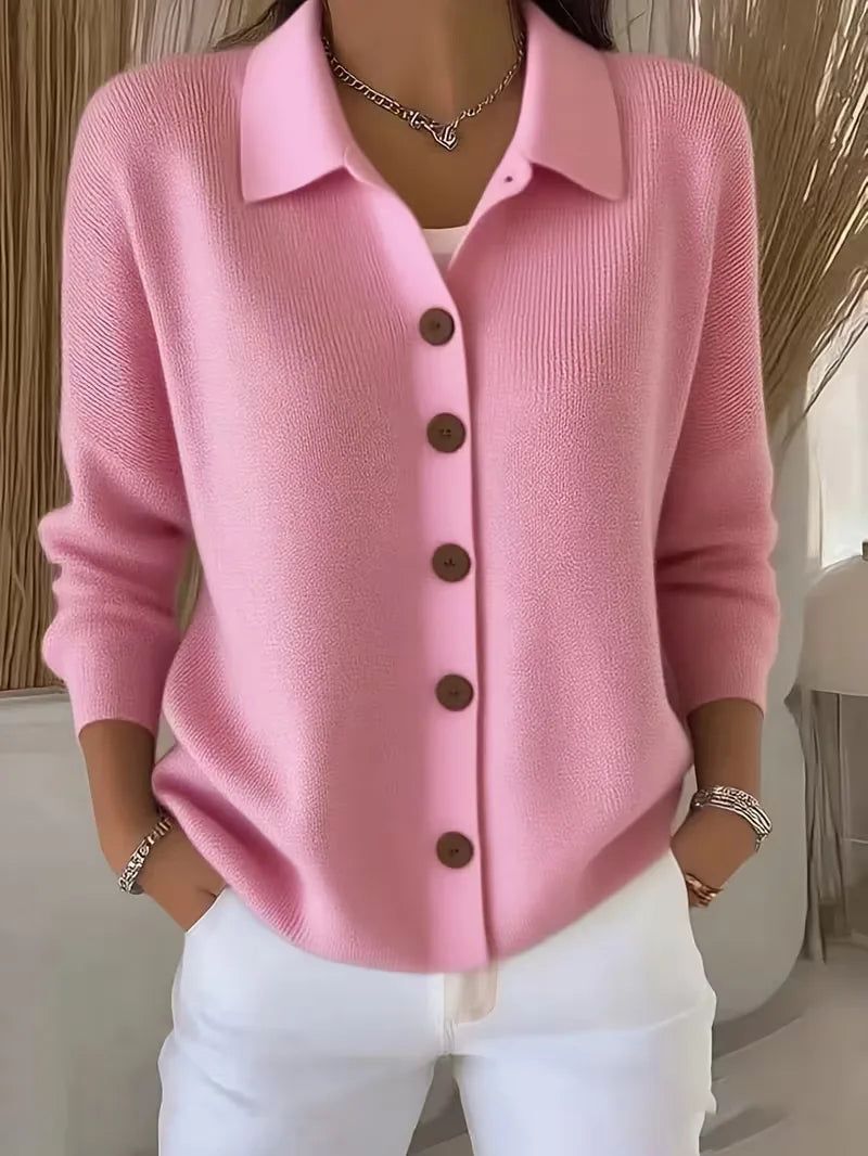 BUTTON-FRONT V-NECK CARDIGAN FOR WOMEN