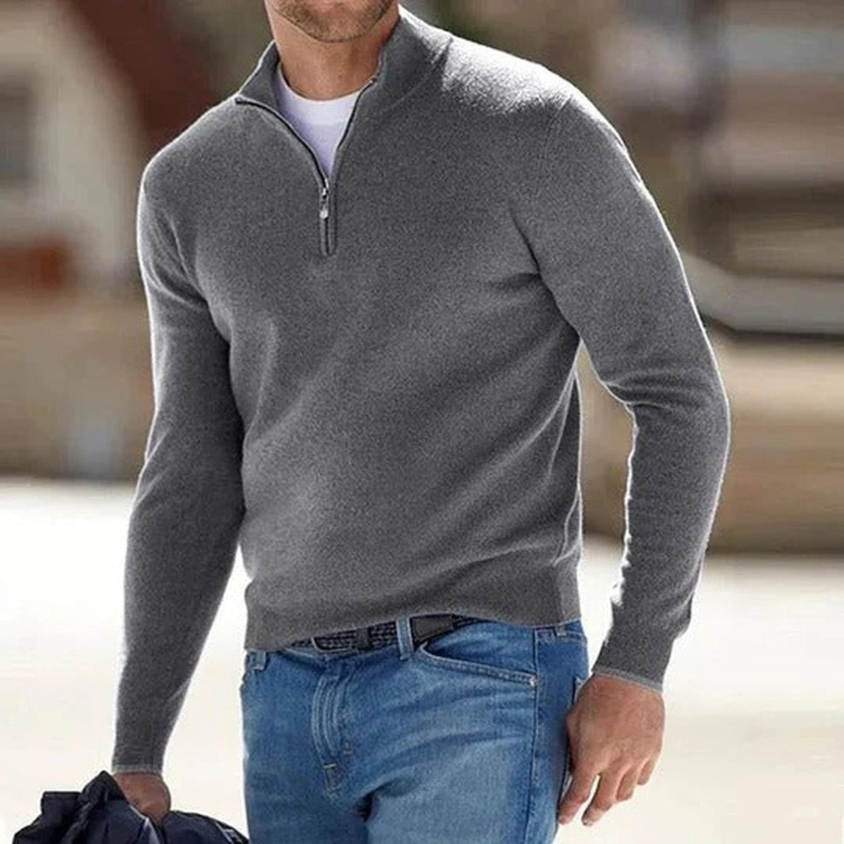 HALF ZIP KNIT SWEATER FOR MEN