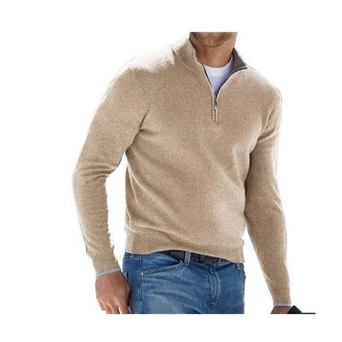 HALF ZIP KNIT SWEATER FOR MEN