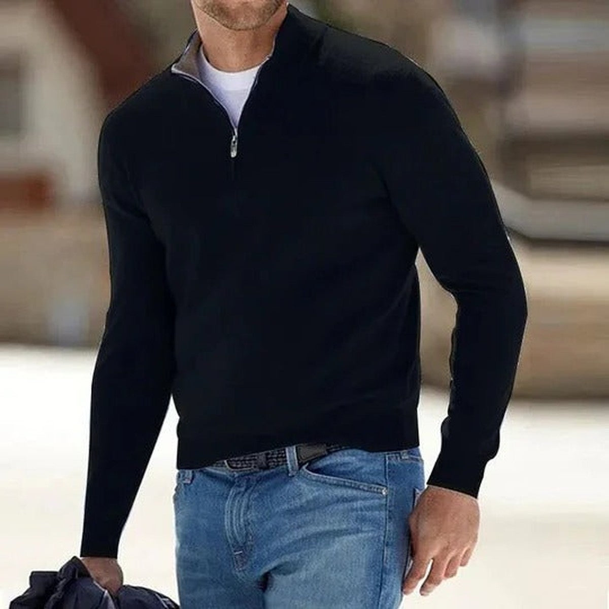HALF ZIP KNIT SWEATER FOR MEN