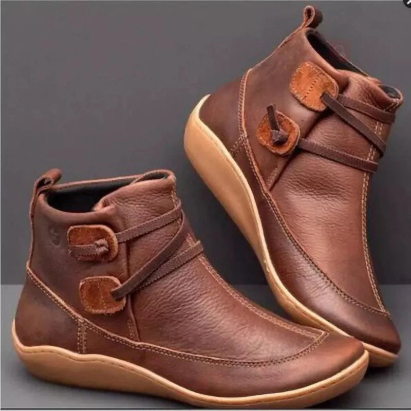 CROSSED STRAP SUEDE LEATHER BOOT FOR WOMEN