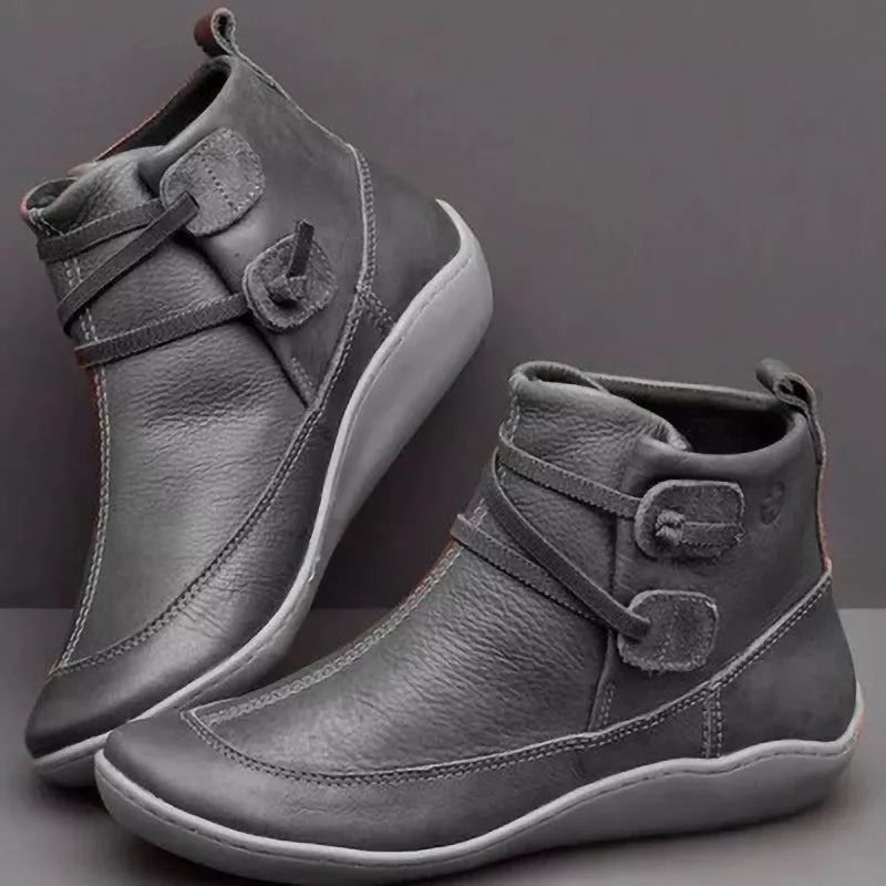 CROSSED STRAP SUEDE LEATHER BOOT FOR WOMEN