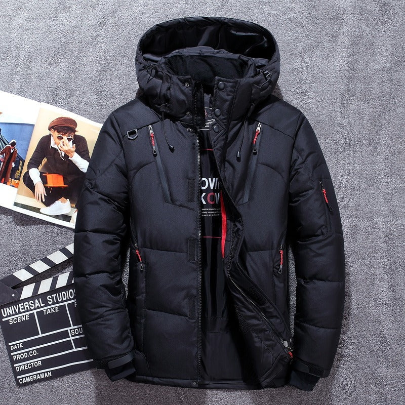 HOODED STAND COLLAR PARKA FOR MEN