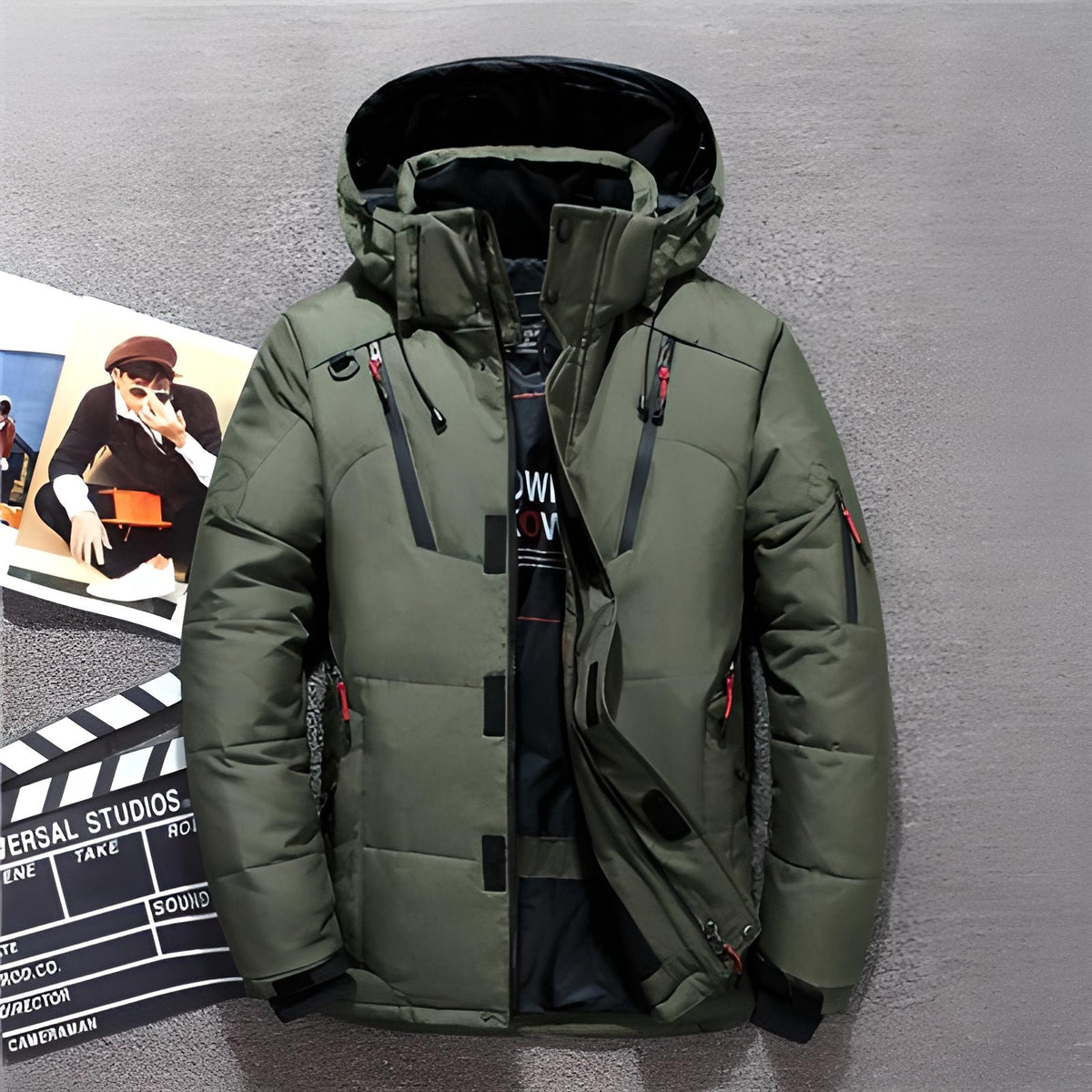 HOODED STAND COLLAR PARKA FOR MEN