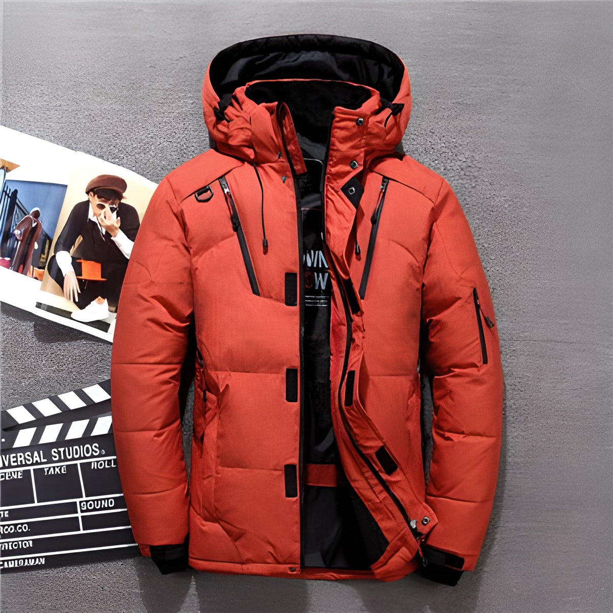HOODED STAND COLLAR PARKA FOR MEN